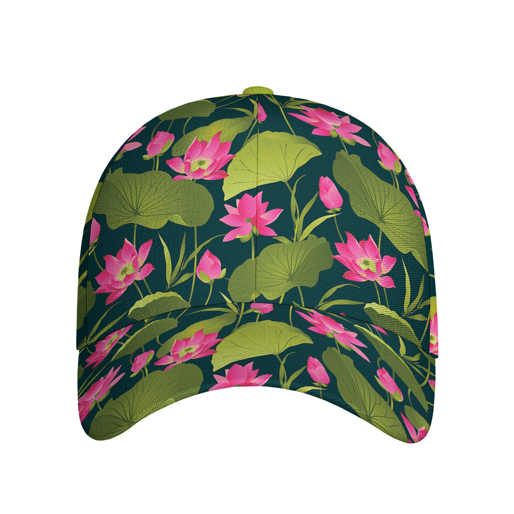 Hot Pink Lotus Pattern Print Baseball Cap