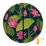 Hot Pink Lotus Pattern Print Basketball