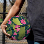 Hot Pink Lotus Pattern Print Basketball
