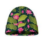 Hot Pink Lotus Pattern Print Beanie