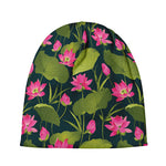 Hot Pink Lotus Pattern Print Beanie