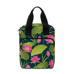 Hot Pink Lotus Pattern Print Bible Tote Bag
