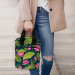 Hot Pink Lotus Pattern Print Bible Tote Bag