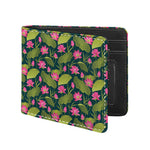 Hot Pink Lotus Pattern Print Bifold Wallet