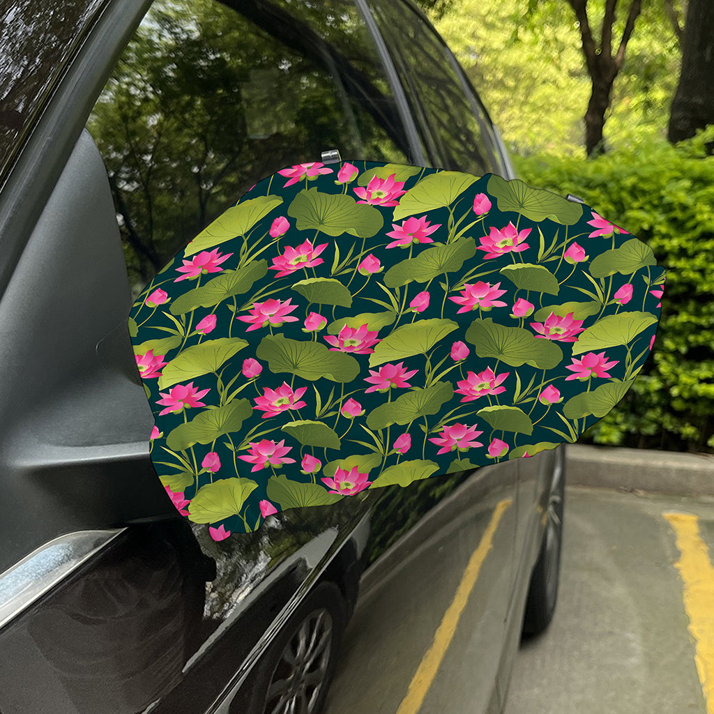 Hot Pink Lotus Pattern Print Car Side Mirror Covers