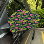 Hot Pink Lotus Pattern Print Car Side Mirror Covers