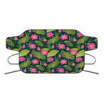 Hot Pink Lotus Pattern Print Car Windshield Snow Cover