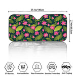 Hot Pink Lotus Pattern Print Car Windshield Sun Shade