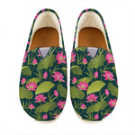 Hot Pink Lotus Pattern Print Casual Shoes