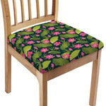 Hot Pink Lotus Pattern Print Chair Cushion Cover