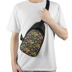 Hot Pink Lotus Pattern Print Chest Bag