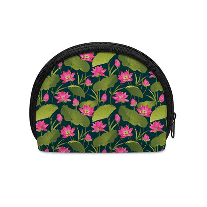 Hot Pink Lotus Pattern Print Coin Purse
