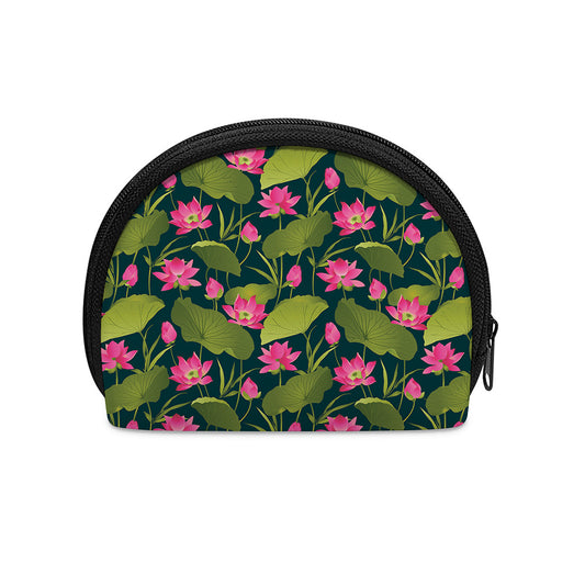 Hot Pink Lotus Pattern Print Coin Purse