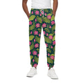 Hot Pink Lotus Pattern Print Cotton Sweatpants