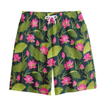 Hot Pink Lotus Pattern Print Cotton Shorts