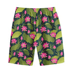 Hot Pink Lotus Pattern Print Cotton Shorts