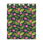 Hot Pink Lotus Pattern Print Curtain