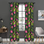 Hot Pink Lotus Pattern Print Curtain