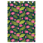 Hot Pink Lotus Pattern Print Curtain