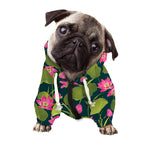 Hot Pink Lotus Pattern Print Dog Zip Up Hoodie