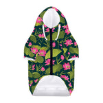Hot Pink Lotus Pattern Print Dog Zip Up Hoodie