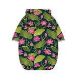 Hot Pink Lotus Pattern Print Dog Zip Up Hoodie