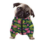 Hot Pink Lotus Pattern Print Dog Zip Up Jacket