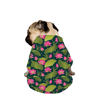 Hot Pink Lotus Pattern Print Dog Zip Up Jacket