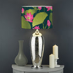 Hot Pink Lotus Pattern Print Drum Lamp Shade