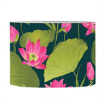 Hot Pink Lotus Pattern Print Drum Lamp Shade