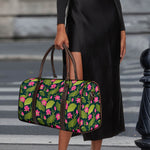 Hot Pink Lotus Pattern Print Duffle Bag