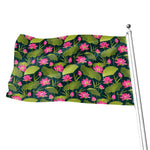Hot Pink Lotus Pattern Print Flag