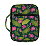 Hot Pink Lotus Pattern Print Front Pocket Bible Bag