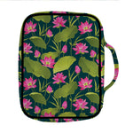 Hot Pink Lotus Pattern Print Front Pocket Bible Bag