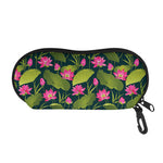 Hot Pink Lotus Pattern Print Glasses Case