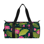 Hot Pink Lotus Pattern Print Gym Bag