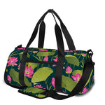 Hot Pink Lotus Pattern Print Gym Bag