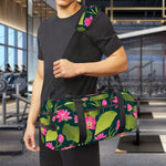 Hot Pink Lotus Pattern Print Gym Bag