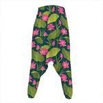 Hot Pink Lotus Pattern Print Hammer Pants