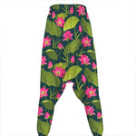 Hot Pink Lotus Pattern Print Hammer Pants