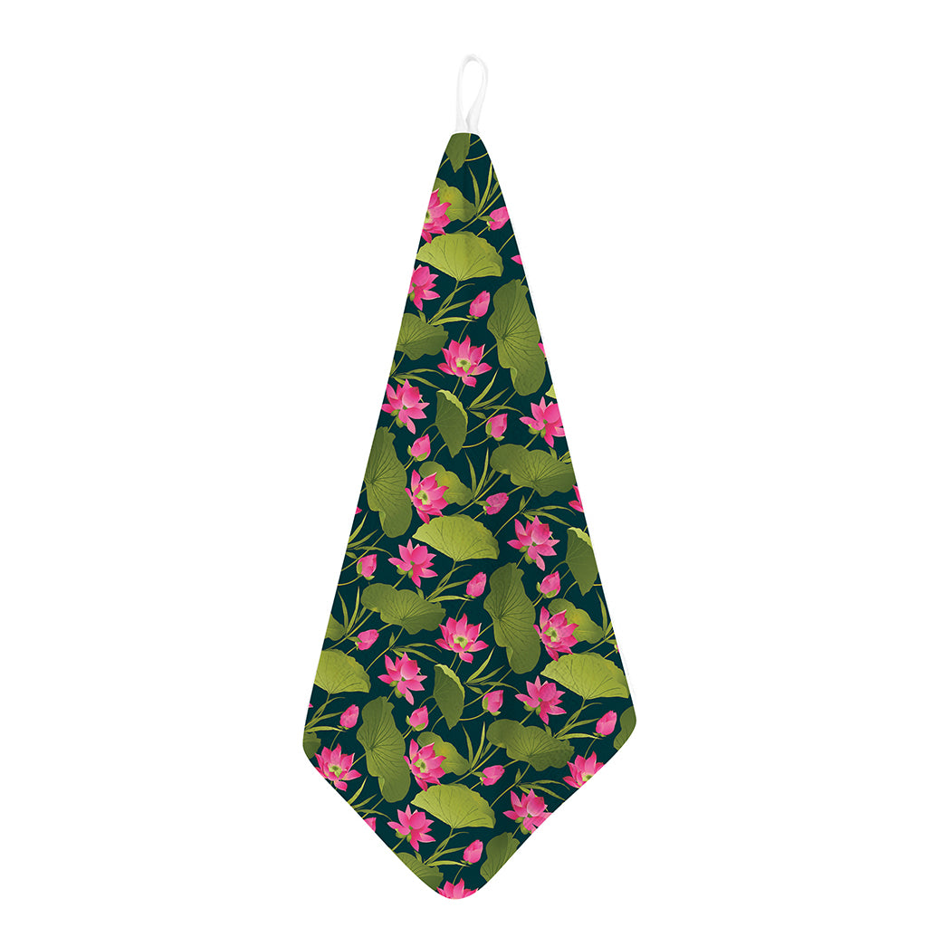 Hot Pink Lotus Pattern Print Hand Towel