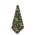 Hot Pink Lotus Pattern Print Hand Towel