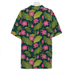 Hot Pink Lotus Pattern Print Hawaiian Shirt