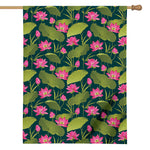Hot Pink Lotus Pattern Print House Flag