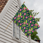 Hot Pink Lotus Pattern Print House Flag