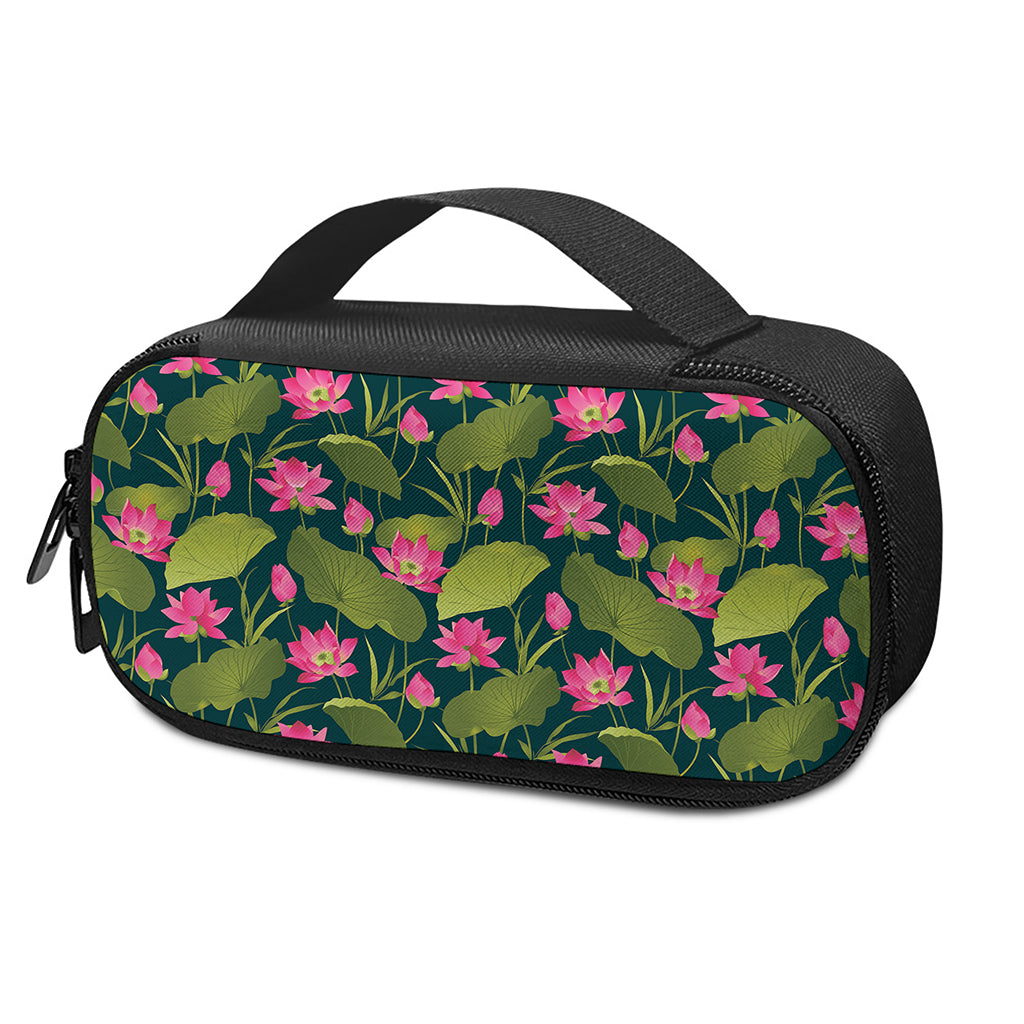 Hot Pink Lotus Pattern Print Insulin Cooler Travel Case