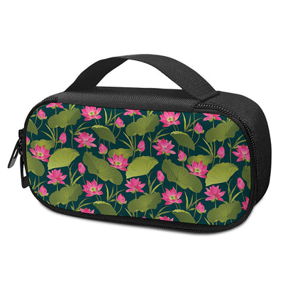 Hot Pink Lotus Pattern Print Insulin Cooler Travel Case