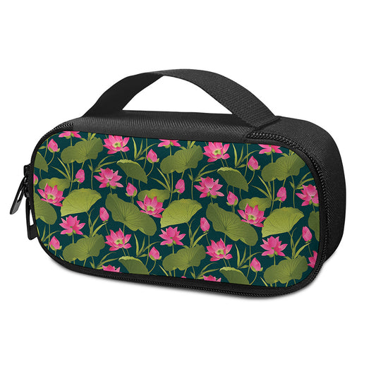 Hot Pink Lotus Pattern Print Insulin Cooler Travel Case
