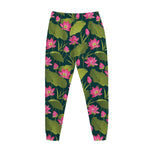Hot Pink Lotus Pattern Print Jogger Pants