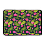 Hot Pink Lotus Pattern Print Kitchen Mat